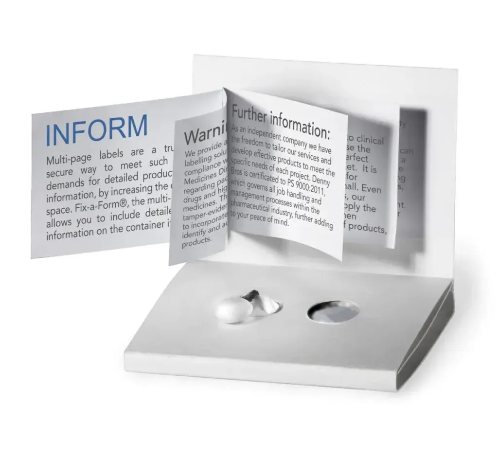 Etiquetas desplegables para medicamentos