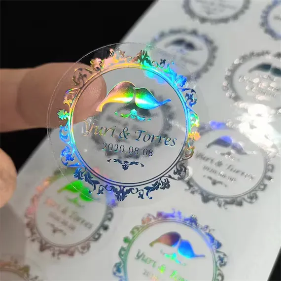 Etiqueta holográfica transparente